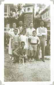 Victor Buencamino (second from left, second row), with his family in the Pines Hotel, Baguio, 1932. Rightmost on second row is his eldest son, Felipe Buencamino III.